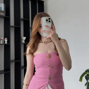 Elsa Broşlu Straplez Bluz