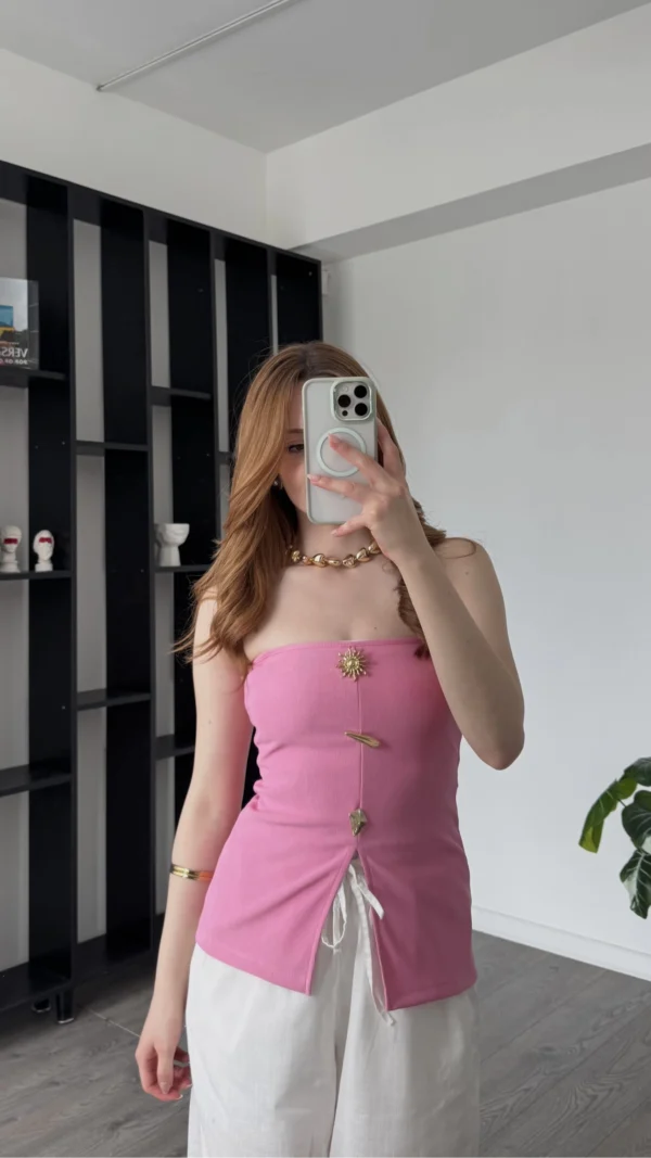 Elsa Broşlu Straplez Bluz