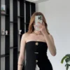 Elsa Broşlu Straplez Bluz