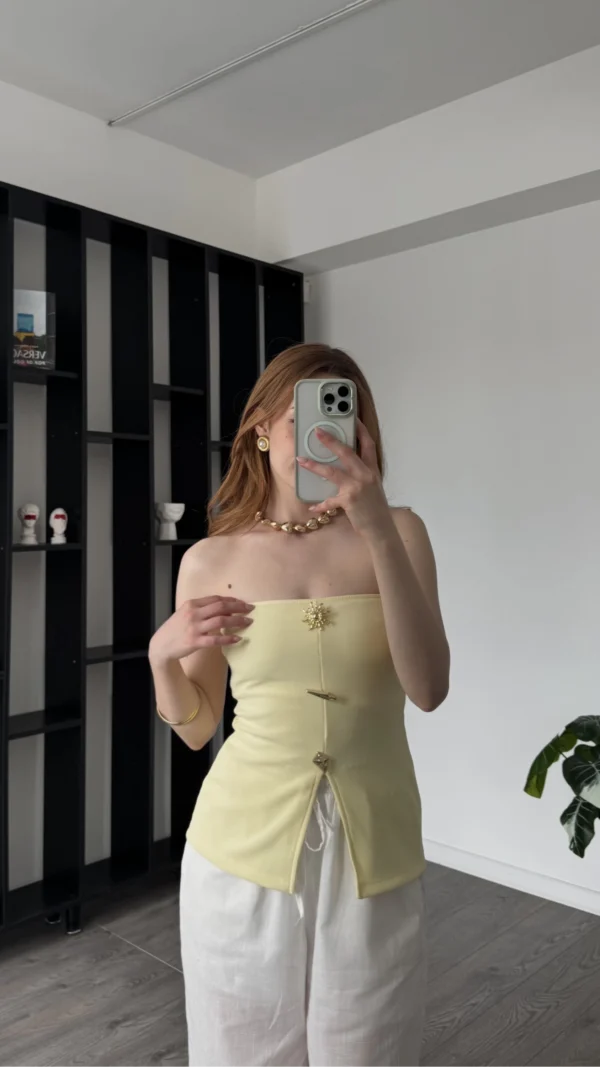 Elsa Broşlu Straplez Bluz - Görsel 2