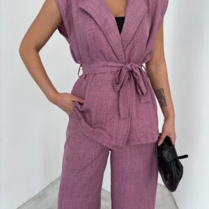 Bağlama Detay Yelekli Takım