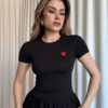 Kalp Nakışlı Crop