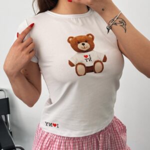 Ayıcık Baskılı Crop Tişört