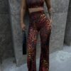 Desenli Crop Pantolonlu Takım