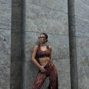 Desenli Crop Pantolonlu Takım