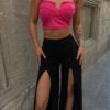 Yüksek Bel Pantolonlu İkili Crop Set
