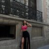 Yüksek Bel Pantolonlu İkili Crop Set