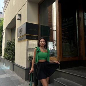 Şortlu Etek Ve Bağlamalı Croplu İkili Set