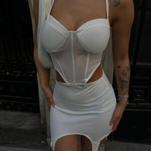 Göğüs Destekli Tül Detaylı Elbise