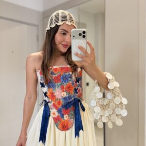 Flower Vintage Çiçek Baskılı Korse Büstiyer