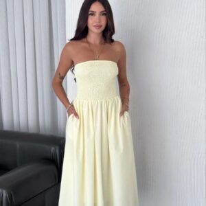 Gipe Detaylı Straplez Elbise