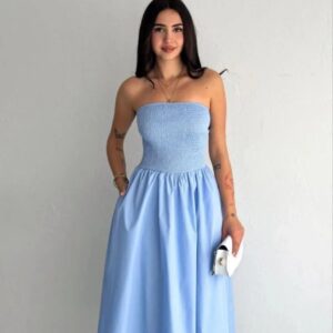 Gipe Detaylı Straplez Elbise