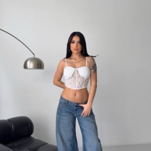 İp Askılı Dantelli Crop